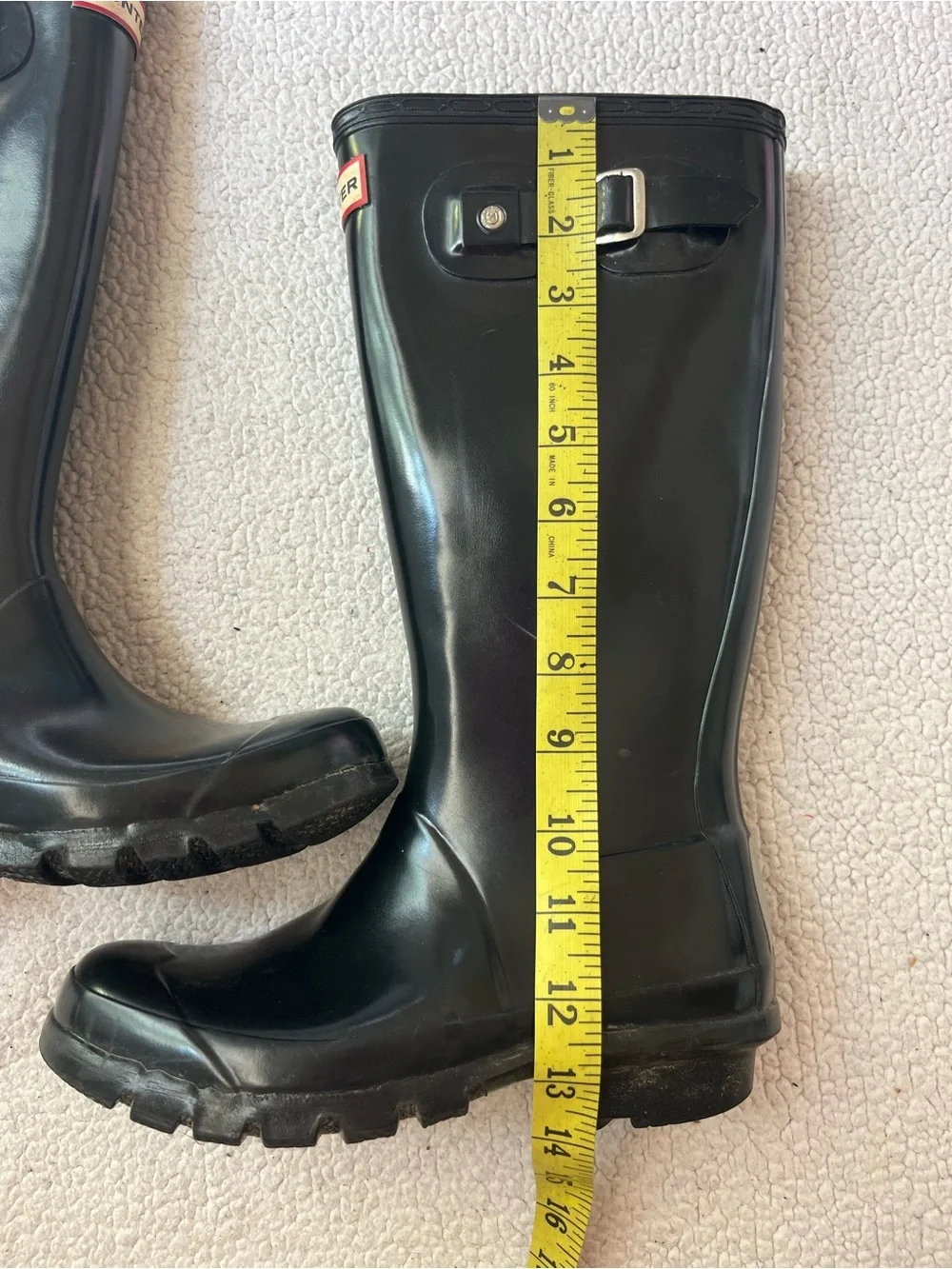 HUNTER ORIGINAL TALL GLOSS RAIN BOOTS BLACK US 4